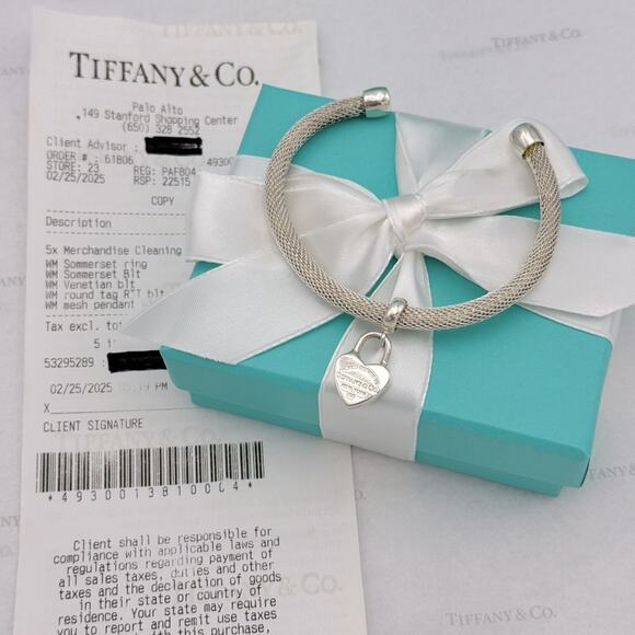 Tiffany & Co. Return to Tiffany Mesh Cuff Bangle Bracelet Sterling Silver W/ Box - Picture 2 of 9